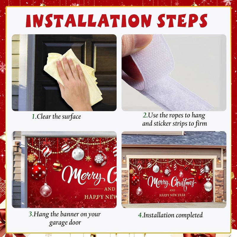 WovWeave Christmas Garage Door Cover 7 x 16 ft Christmas Garage Banner Decorations Large Winter Xmas Backdrops Door Mural - Image 4